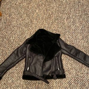 Fur lined motorcycle jacket